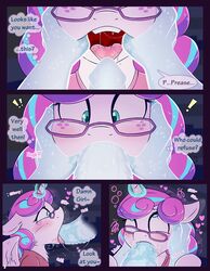 ! 2018 aged_up alicorn clothing comic duo english_text equine eyewear fearingfun feathered_wings feathers female flurry_heart_(mlp) freckles friendship_is_magic glasses heart heat hi_res horn male mammal my_little_pony open_mouth oral page_3 sex solo_focus straight text tongue tongue_out wings