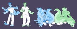 alien anthro clothing dinosaur egg egg_laying hhazard multi_arm multi_limb raptor shirt theropod torn_clothing torn_shirt transformation