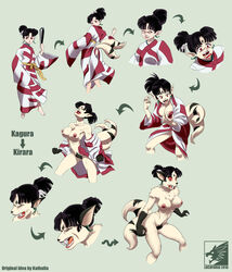 1girls 2016 anthro barefoot big_breasts black_hair breasts chest_tuft claws clenched_teeth clothing ear_piercing fangs feline female female_only grey_background hair human human_to_anthro inuyasha japanese_clothing kagura_(inuyasha) kimono kirara locofuria mammal nekomata nipples nude open_mouth piercing pubes red_sclera sequence simple_background solo standing surprise teeth transformation tuft