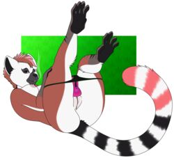 ass black_nose breasts clitoral_hood clitoris female fur furry hair lemur mammal nipples os paws pink_eyes primate pussy reclining red_fur red_hair ring-tailed_lemur smoke smoking solo transparent_background