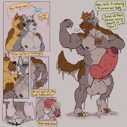 ! 2018 2boys 4_toes 5_fingers ? animal_genitalia anthro balls balls_expansion biceps big_balls big_muscles big_penis blue_eyes canine caress claws conal_(character) dialogue duo english_text erection front_view fur furry furry_only fusion goo_transformation growth hair huff hybrid_penis hyper knot knotted_humanoid_penis koorivlf male mammal muscle_growth muscular muscular_male nipples no_humans nude open_mouth paws pecs penis reirun rubbing sequence sheath simple_background slime smile speech_bubble standing teeth thick_penis toes tongue transformation uncut vein veiny_penis wolf yaoi yellow_eyes