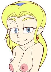 1girls 2018 areolae blonde_hair blue_eyes breasts earrings erect_nipples female female_only hairband large_areolae long_hair looking_at_viewer maria_robotnik naked nipples nude piercings plain_background smile solo solo_focus sonic_(series) supersegasonicss topless