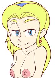 1girls 2018 areolae blonde_hair blue_eyes breasts earring erect_nipples female female_only hairband large_areolae long_hair looking_at_viewer maria_robotnik naked nude piercing plain_background smile solo solo_focus sonic_(series) supersegasonicss topless