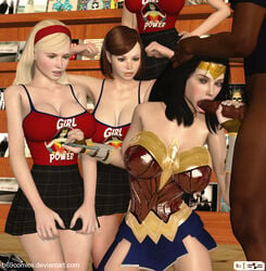 3d b69 blonde_hair brown_hair dark-skinned_male dark_skin dc_comics diana_prince fellatio hand_on_head interracial kneeling oral signing unseen_male_face wonder_woman wonder_woman_(series)