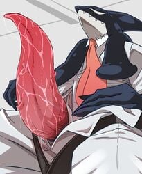 1boy animal_genitalia artist_request cum_leaking gang_orca huge_penis kugo_sakama male_only my_hero_academia orca penis penis_out precum sakamata_kuugo tapering_penis veins veiny_penis