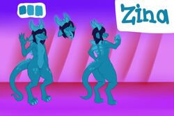 anthro ass claws crystals female flat_chested horn kobold lugen_kobold nude scalie simple_background smile solo tagme tongue zina