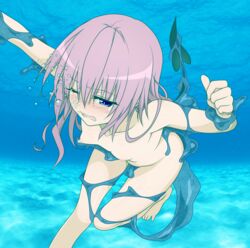 blue_eyes blush breasts drowning female open_mouth restrained sex slime underwater yabuki_kentarou