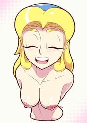 1girls 2018 areolae arms_behind_back blonde_hair blush breasts closed_eyes erect_nipples female female_only hairband large_areolae leaning_forward long_hair maria_robotnik naked nipples nude open_mouth smile solo solo_focus sonic_(series) supersegasonicss tongue topless