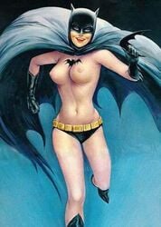 alberto_vargas batman batman_(series) boots breasts cape clothes dc_comics female female_only front_view gloves human mask nipples rule_63 solo tagme topless