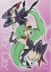 07th_expansion angel_mort_uniform green_hair higurashi_no_naku_koro_ni implied_incest looking_at_viewer mion_sonozaki shion_sonozaki tagme yuri