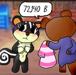 animal_crossing artist_request black_fur blaire_(animal_crossing) breasts brown_fur nintendo pussy squirrel straight_hair tanuki tom_nook year_request