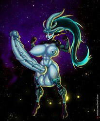 big_breasts big_penis blue_skin cosmic futa_only futanari horns nipple_piercing nipples penis_piercing red_eyes truelolzor