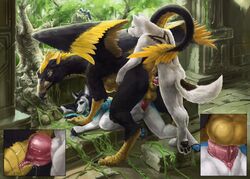 2018 anthro anthro_penetrating_feral avian balls beak breasts canine ceylon claws feathered_wings feathers female feral feral_penetrating_anthro full-package_futanari futanari group group_sex gryphon herm herm/female herm/male hermaphrodite hybrid intersex intersex/female intersex/male ithilwen love_train male mammal multi_genitalia nib-roc nude open_mouth penetration penis pussy runa216 sandwich_position sex smile story story_at_source threesome train_position vaginal_penetration wings zoophilia