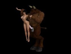 3d abdominal_bulge anal animated anthro arm_grab big_dom_small_sub dangling_legs from_behind_position held_up horsecock human larger_male minotaur no_sound rape size_difference smaller_female stomach_bulge suspension tagme video whiteraven