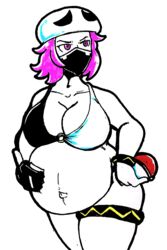 1girls belly_button big_belly big_breasts bikini cleavage female female_only female_team_skull_grunt hat mask nasuokaa-san nintendo pink_eyes pink_hair pokeball pokemon pokemon_sm pregnant rapp_(pokemon) short_hair solo swimsuit tagme team_skull team_skull_grunt team_skull_grunt_(female) thick_thighs traditional_art transparent_background voluptuous