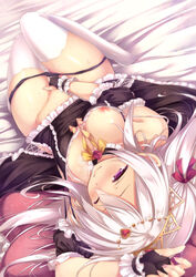 dress masturbation panty_pull ryo_(botsugo) thighhighs