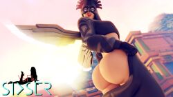 ass ass_focus ass_grab ass_up female fortnite fortnite:_battle_royale hotpants leggings panties pants_down pants_pull pants_pulled_down shadowbird sixser sunbird