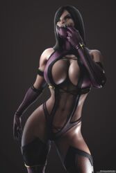 1girls 3d abs absurdres bad_deviantart_id bad_id big_breasts blender breasts cleavage female female_only fishnet fishnets highres huge_breasts large_breasts looking_at_viewer mask mileena mileena_(mk9) mortal_kombat mortal_kombat_(2011) muscular_female naughty_face seductive sharp_teeth shizzyzzzzzz solo thick_thighs