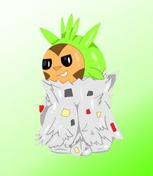 1boy ass chespa chespin furry fusion half-closed_eyes hybrid insect male male_only nintendo original_character pokémon_(species) pokemon pokemon_xy solo spewpa tepigfan101 testicles video_games