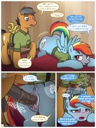 2018 animal_genitalia animal_penis ass comic english_text equine equine_penis erection female friendship_is_magic horsecock male mammal my_little_pony page_8 pegasus penetration penis pussy pussy_juice quibble_pants_(mlp) rainbow_dash_(mlp) straight straight_hair syoee_b vaginal_penetration wings