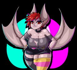 1futa anthro bat big_breasts breasts cleavage dickgirl erection erection_under_clothes furry futa_only futanari intersex limebreaker looking_at_viewer nahkii_(neayix) pasties penis penis_under_clothes solo thighhighs wings