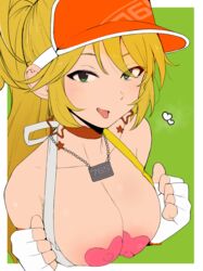 artist_request blush breasts cap erect_nipples hat hoshii_miki idolmaster idolmaster_(classic) large_breasts smile tongue_out