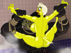 avian big_breasts bird blonde_hair blue_eyes female greg_panovich male monster spread_legs steam yellow_feathers