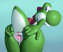 after_sex anthro ass cum cum_in_pussy cum_inside dinosaur edit female green_yoshi leaking looking_at_viewer looking_back mario_(series) nintendo nude pienji presenting presenting_pussy pussy reptile scalie solo spread_pussy spreading video_games yoshi