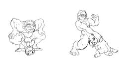 2boys bara big_penis boner croagunk erection fellatio gay human interspecies male_only monochrome naked nude oral penis pokemon size_difference yaoi zenpei zenpei4 zenpon