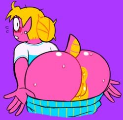 2018 5_fingers amphibian animal_humanoid anus ass bangs big_breasts big_butt blonde_hair blush breasts cam_(artist) clothed clothing digital_media_(artwork) embarrassed eyelashes eyewear female flying_sweatdrops gem glassers hair hair_bun humanoid lizard_tail looking_at_viewer markings mooning multicolored_scales no_irises non-mammal_breasts noseless open_mouth pajamas pants pink_scales pink_skin portrait presenting purple_background pussy rear_view round_glasses salamander sally_(scalie_schoolie) scales scalie scalie_schoolie shiny shirt short_tail simple_background solo spring_salamander striped_clothing sweat sweatdrop teeth thick_thighs three-quarter_portrait two_tone_scales undressing voluptuous wardrobe_malfunction webcomic wide_hips yellow_scales yellow_skin