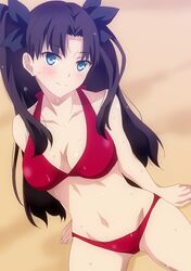 black_hair bra fate/stay_night fate_(series) female female_only hera_(hara0742) pointy_chin shiny_skin tagme tohsaka_rin underwear