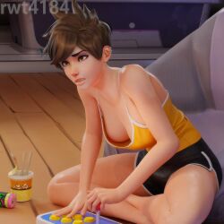 1girls 2020s 2023 3d adult adult_girl arcade_stick areola areola_slip areolae areolae_slip barefoot black_eyebrows blender blender_(software) blizzard_entertainment breasts breasts_out brown_eyes brown_hair controller crossed_legs dolphin_shorts ear_piercing european european_female exposed_breasts eye_contact eyebrows female female_focus female_only fight_stick floor freckled_face freckles front_view gaming heat heroine human large_breasts legs legs_crossed lena_oxton light-skinned_female light_skin looking_at_viewer medium_breasts metahuman nail_polish nipple_slip nipples no_bra overwatch overwatch_2 pov pov_eye_contact raised_finger rwt4184 short_hair short_hair_female shorts showing_breasts side_slit sitting sitting_on_floor smile solo solo_female strap_slip strong_tomboy_(spectrum) superheroine surprise surprised surprised_expression tank_top tomboy topwear_pull tracer two_tone_bottomwear two_tone_bottomwear_(blackandwhite) two_tone_topwear two_tone_topwear_(yellowandwhite) video_game_franchise watermark waving_hand wooden_floor yellow_eyes