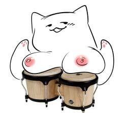 2018 bedroom_eyes big_breasts bongo_cat breast_rest feline furry furry_only glacierclear meme nude presenting silly_cats simple_background sketch tagme white_background