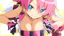 alternate_version_available angel angel_wings artina breasts cleavage disgaea disgaea_4 iwasi_r large_breasts leaning_forward looking_at_viewer nippon_ichi_software sweat sweating