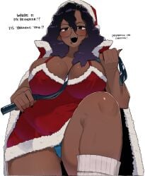 1girls african big_breasts christmas coli_(ohasi) dark-skinned_female ohasi sub_saharan thick_thighs