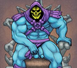 1boy claws howz male male_only masters_of_the_universe muscles penis piercing prince_albert_piercing skeletor skull solo undead veiny_penis