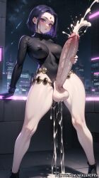 1futa ai_generated big_balls big_cock big_penis cock cum cum_drip cum_on_body cumshot dick dickgirl ejaculation futa_only futa_sans_pussy futadom futanari huge_cock masturbation nekodrippy night precum raven_(dc) short_hair stable_diffusion