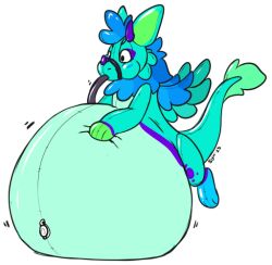 animate_inanimate belly belly_expansion blue_body dragon expansion feathered_wings feathers inflatable inflation living_inflatable male mane pool_toy symrea wings