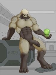 balls demon demon_humanoid doom doom_(series) genitals hell_knight_(doom) humanoid_penis male male_only muscular muscular_male penis psixoy solo solo_male