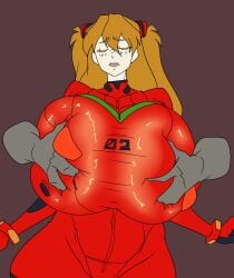 1girls asuka_langley_sohryu big_breasts blue_hair breast_grab breasts breasts_bigger_than_head female female_only grope groping groping_breasts groping_from_behind huge_breasts large_breasts massive_breasts neon_genesis_evangelion plugsuit tagme winterwarning