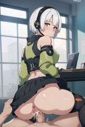 absurd_res ai_generated anby_demara anime anus ass ass_focus blush clothed clothed_sex clothing cum cum_in_pussy cum_inside cumshot ejaculation eye_contact from_behind from_behind_position headphones hoyoverse legs legs_apart light-skinned_female light_skin long_hair looking_at_viewer looking_back medium_breasts mihoyo naked naked_female no_panties nopemope26 on_top orange_eyes penetration penis pov pov_crotch pov_eye_contact pussy pussy_ejaculation pussy_juice pussy_juice_drip short_hair skirt stockings straddling thighhighs uncensored vagina vaginal_insertion vaginal_penetration vaginal_sex video_games white_hair zenless_zone_zero