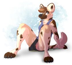 1cuntboy 2018 4_toes abstract_background african_wild_dog alli_(brunalli) anthro arm_support barefoot black_bottomwear black_clothing black_nose blue_eyes blue_topwear brown_fur brown_hair canine cheek_tuft chest_tuft claws clitoris clothed clothing cuntboy cuntboy_only digital_media_(artwork) dipstick_tail exposed exposed_pussy fully_clothed fur hair intersex looking_away mammal multicolored_body multicolored_fur multicolored_tail no_panties no_underwear nowandlater purple_topwear pussy pussy_slip shaded shirt shorts sitting smile solo spots spotted_fur spread_legs spreading tan_fur tank_top toe_claws toes tuft upshorts wardrobe_malfunction white_fur