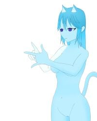 1girls :3 artist_request average_breasts blue_body blue_eyes blue_hair cat_ears cat_tail catgirl cryo_(cube_combination) cube_combination hair ice no_clothes nude nude_female pussy roblox roblox_game robloxian small_breasts source_request tagme