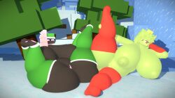 2girls 3d 3d_(artwork) ass_bigger_than_head ass_to_ass breasts_bigger_than_head christmas female female_only hbtheender huge_ass huge_breasts hyper_ass hyper_breasts minecraft nude presenting presenting_ass presenting_breasts slime_(minecraft) slimer_(stemingbunbun) zinnia_(stemingbunbun)