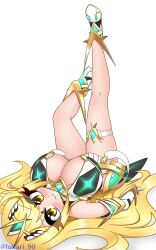 blonde_hair breasts core_crystal female female_only looking_at_viewer lukari mythra nintendo solo white_skin xenoblade_(series) xenoblade_chronicles_2