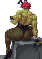 big_ass big_breasts bunny_ears bunny_girl bunnysuit cassandra_(virgoart1509) female female_orc fishnets green_skin high_heels huge_ass muscular muscular_female orc orc_female red_hair scars virgoart1509