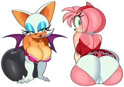 amy_rose ass big_breasts breast_squish fiinel panties rouge_the_bat sonic_(series) sonic_the_hedgehog_(series) tagme