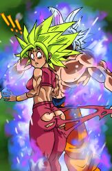 2d_(artwork) abs aura back back_view big_ass big_butt blush bubble_butt clothed color dat_ass dragon_ball_(series) dragon_ball_super fit_female from_behind green_hair hoturtle_(artist) kefla legendary_super_saiyan mastered_ultra_instinct muscular_female muscular_male no_panties ripped_clothing ripped_pants son_goku super_saiyan super_saiyan_2 surprised torn_clothes ultra_instinct universe_6/universe_7 universe_6_saiyan/universe_7_saiyan white_hair