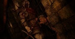 armor blowjob dead_by_daylight imprisoned knight male/male male_focus male_only penis prison_cell prisoner silver_hair sucking_penis tarhos_kovacs the_knight_(dead_by_daylight) vittorio_toscano wondershark2