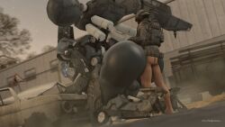 2boys anal_sex ass back_view big_balls big_butt big_sub bottomless don'tasklemon dontasklemon from_behind gay human humanoid larger_male male male/male male_human/male_robot male_on_robot male_only metal_gear metal_gear_solid metal_gear_solid_v military military_uniform penetration penis robot robot_on_human sahelanthropus sex small_dom_big_sub smaller_male soldier standing standing_doggy_style standing_sex yaoi